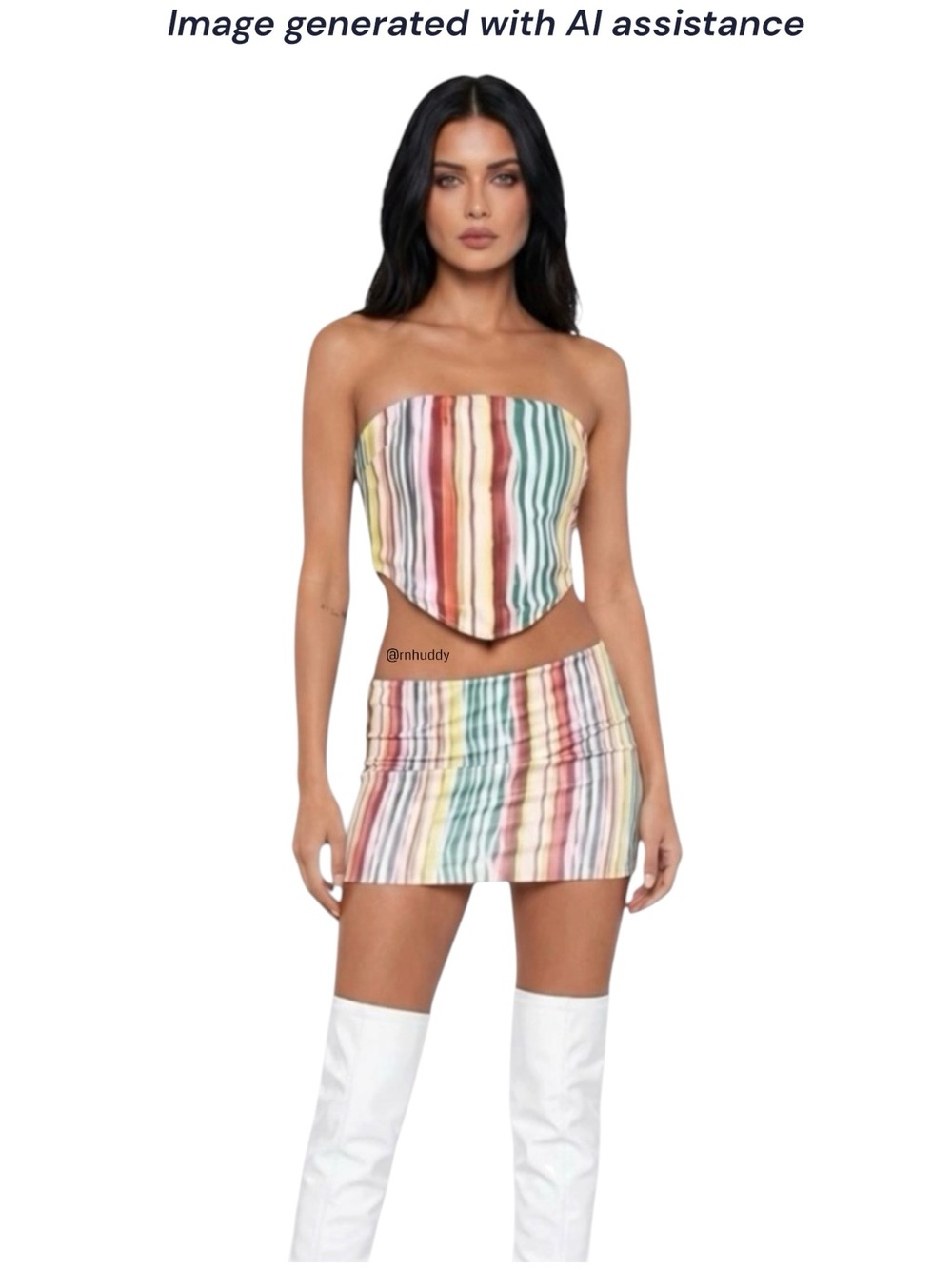 Tiger Mist striped crop top & mini skirt set
